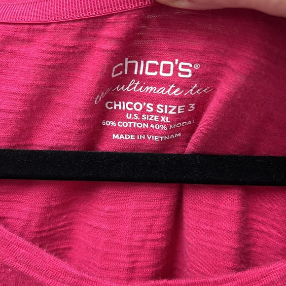 Chico's The Ultimate Tee Pink 3/4 Sleeve Top Women's XL Size 3 - Picture 3 of 9
